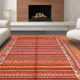 Ultra Soft Area Rug, Non Slip, Stain Resistant, Washable Area Rugs for Living Room, Bedroom, Chic Earthy Tones Striped Design(Orange)