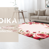 Ultra Soft Area Rug, Non Slip, Stain Resistant, Washable Area Rugs for Living Room, Bedroom, Elegant Shabby Chic Blossom Design(Red)
