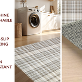 Ultra Soft Area Rug, Non Slip, Stain Resistant, Washable Area Rugs for Living Room, Bedroom, Cottage Style Subtle Plaid Charm(Beige)