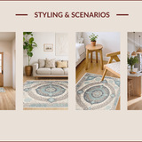 Ultra Soft Area Rug, Non Slip, Stain Resistant, Washable Area Rugs for Living Room, Bedroom, Transitional Damask Boho(Beige)