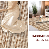 Ultra Soft Area Rug, Non Slip, Stain Resistant, Washable Area Rugs for Living Room, Bedroom, Elegant Rustic Checkered Aesthetic(Brown)