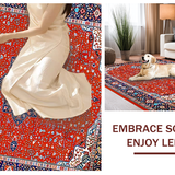 Ultra Soft Area Rug, Non Slip, Stain Resistant, Washable Area Rugs for Living Room, Bedroom, Distinct Geometric Orange and Brown Pattern(Red)