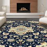 Ultra Soft Area Rug, Non Slip, Stain Resistant, Washable Area Rugs for Living Room, Bedroom, Rustic Navy Floral Elegance(Blue)