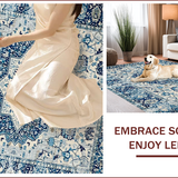 Ultra Soft Area Rug, Non Slip, Stain Resistant, Washable Area Rugs for Living Room, Bedroom, Stylish Blue Accented Geometric Pattern(Blue)