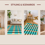 Ultra Soft Area Rug, Non Slip, Stain Resistant, Washable Area Rugs for Living Room, Bedroom, Modern Checked Living Room Carpet in Turquoise and Brown(Beige)