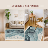 Ultra Soft Area Rug, Non Slip, Stain Resistant, Washable Area Rugs for Living Room, Bedroom, Elegant Kraken Rug With Artistic Tentacle Swirl Pattern For Decor(Blue)