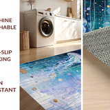 Ultra Soft Area Rug, Non Slip, Stain Resistant, Washable Area Rugs for Living Room, Bedroom, Seaside Fantasy Rug with Whimsical Jellyfish and Oceanic Pebble Motifs(Blue)