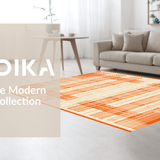 Ultra Soft Area Rug, Non Slip, Stain Resistant, Washable Area Rugs for Living Room, Bedroom, Chic Vibrant Curvilinear Motif(Orange)