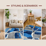 Ultra Soft Area Rug, Non Slip, Stain Resistant, Washable Area Rugs for Living Room, Bedroom, Striking Textured Animal Print(Blue)