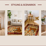 Ultra Soft Area Rug, Non Slip, Stain Resistant, Washable Area Rugs for Living Room, Bedroom, Vintage Boho Non-Slip Animal Print Rug(Yellow)