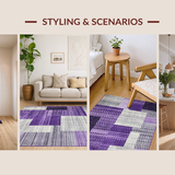 Ultra Soft Area Rug, Non Slip, Stain Resistant, Washable Area Rugs for Living Room, Bedroom, Sophisticated Tiled Geometric Arrangement(Purple)