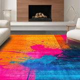 Ultra Soft Area Rug, Non Slip, Stain Resistant, Washable Area Rugs for Living Room, Bedroom, Lively Modern Paint Stroke Aesthetic(Orange)