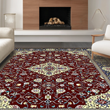 Ultra Soft Area Rug, Non Slip, Stain Resistant, Washable Area Rugs for Living Room, Bedroom, Timeless Vintage Ivory Patterned Rug(Red)