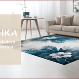 Ultra Soft Area Rug, Non Slip, Stain Resistant, Washable Area Rugs for Living Room, Bedroom, Elegant Gray Blue Floral Vibes(Gray)