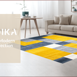 Ultra Soft Area Rug, Non Slip, Stain Resistant, Washable Area Rugs for Living Room, Bedroom, Chic Contemporary Lattice Design(Yellow)