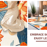 Ultra Soft Area Rug, Non Slip, Stain Resistant, Washable Area Rugs for Living Room, Bedroom, Elegant Colorful Leaf Pattern(Orange)