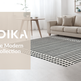 Ultra Soft Area Rug, Non Slip, Stain Resistant, Washable Area Rugs for Living Room, Bedroom, Minimalist Dual Tone Stripe With Handcrafted Layered Lines(Black)