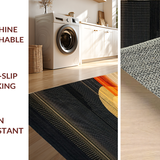 Ultra Soft Area Rug, Non Slip, Stain Resistant, Washable Area Rugs for Living Room, Bedroom, Dynamic Black and Gold Lattice Design(Orange)