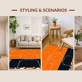 Ultra Soft Area Rug, Non Slip, Stain Resistant, Washable Area Rugs for Living Room, Bedroom, Bright Cheerful Round Pattern(Orange)