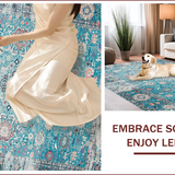 Ultra Soft Area Rug, Non Slip, Stain Resistant, Washable Area Rugs for Living Room, Bedroom, Whimsical Cozy Ogee Pattern(Blue)