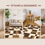 Ultra Soft Area Rug, Non Slip, Stain Resistant, Washable Area Rugs for Living Room, Bedroom, Elegant Creamy Tiled Arrangement(Beige)