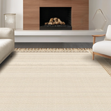 Ultra Soft Area Rug, Non Slip, Stain Resistant, Washable Area Rugs for Living Room, Bedroom, Whimsical Curved Edge Design(Beige)