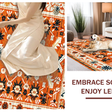 Ultra Soft Area Rug, Non Slip, Stain Resistant, Washable Area Rugs for Living Room, Bedroom, Rustic Vibrant Floral Motif(Orange)