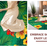 Ultra Soft Area Rug, Non Slip, Stain Resistant, Washable Area Rugs for Living Room, Bedroom, Lively Tiled Tropical Composition(Green)