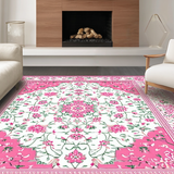 Ultra Soft Area Rug, Non Slip, Stain Resistant, Washable Area Rugs for Living Room, Bedroom, Chic Retro Botanical Motif(Pink)