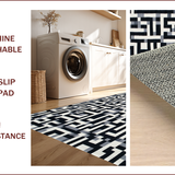 Ultra Soft Area Rug, Non Slip, Stain Resistant, Washable Area Rugs for Living Room, Bedroom, Stylish Black and White Chevron Design(Black)