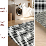 Ultra Soft Area Rug, Non Slip, Stain Resistant, Washable Area Rugs for Living Room, Bedroom, Elegant Black and White Striped Carpet for Sophisticated Decor(Black)