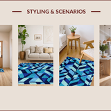 Ultra Soft Area Rug, Non Slip, Stain Resistant, Washable Area Rugs for Living Room, Bedroom, Turtle Geometric Poolside(Blue)