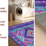 Ultra Soft Area Rug, Non Slip, Stain Resistant, Washable Area Rugs for Living Room, Bedroom, Bright Eclectic Round Tapestry(Purple)