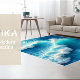 Ultra Soft Area Rug, Non Slip, Stain Resistant, Washable Area Rugs for Living Room, Bedroom, 3D Ocean Wave Bedroom Rug for Coastal Decor(Blue)