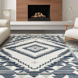 Ultra Soft Area Rug, Non Slip, Stain Resistant, Washable Area Rugs for Living Room, Bedroom, Transitional Cozy Block Print(Gray)