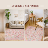 Ultra Soft Area Rug, Non Slip, Stain Resistant, Washable Area Rugs for Living Room, Bedroom, Stylish Abstract Soft Color Palette(Pink)