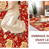 Ultra Soft Area Rug, Non Slip, Stain Resistant, Washable Area Rugs for Living Room, Bedroom, Lively Sunflower Inspired Pattern(Red)