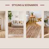 Ultra Soft Area Rug, Non Slip, Stain Resistant, Washable Area Rugs for Living Room, Bedroom, Machine Washable Farmhouse Bedroom Low Pile Rug(Brown)