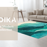 Ultra Soft Area Rug, Non Slip, Stain Resistant, Washable Area Rugs for Living Room, Bedroom, Elegant Turquoise Modern Art Motif(Blue)