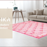 Ultra Soft Area Rug, Non Slip, Stain Resistant, Washable Area Rugs for Living Room, Bedroom, Chic Scalloped Elegance in Pink(Pink)