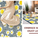 Ultra Soft Area Rug, Non Slip, Stain Resistant, Washable Area Rugs for Living Room, Bedroom, Contemporary Daisy Pattern Delight(Blue)