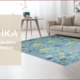 Ultra Soft Area Rug, Non Slip, Stain Resistant, Washable Area Rugs for Living Room, Bedroom, Vibrant Coastal Floral Design(Blue)