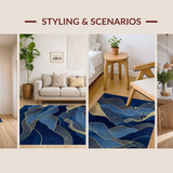 Ultra Soft Area Rug, Non Slip, Stain Resistant, Washable Area Rugs for Living Room, Bedroom, Rustic Soft Organic Forms(Blue)