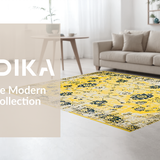 Ultra Soft Area Rug, Non Slip, Stain Resistant, Washable Area Rugs for Living Room, Bedroom, Unique Minimalist Ogee Print(Yellow)