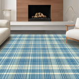 Minimalist Calm Blue Linear Check(Beige)