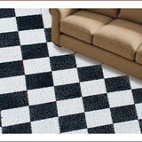 Ultra Soft Area Rug, Non Slip, Stain Resistant, Washable Area Rugs for Living Room, Bedroom, Geometric Faux Wool Entryway Rug with Stain-Resistant Design(Black)
