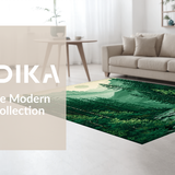 Ultra Soft Area Rug, Non Slip, Stain Resistant, Washable Area Rugs for Living Room, Bedroom, Elegant Evergreen Landscape Motif(Green)