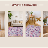 Ultra Soft Area Rug, Non Slip, Stain Resistant, Washable Area Rugs for Living Room, Bedroom, Chic Vintage Botanical Elegance(Ivory)