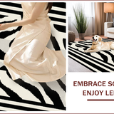 Ultra Soft Area Rug, Non Slip, Stain Resistant, Washable Area Rugs for Living Room, Bedroom, Contemporary Zebra Print Elegance(Black)