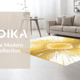 Ultra Soft Area Rug, Non Slip, Stain Resistant, Washable Area Rugs for Living Room, Bedroom, Lively Multicolored Pattern Ensemble(Gold)